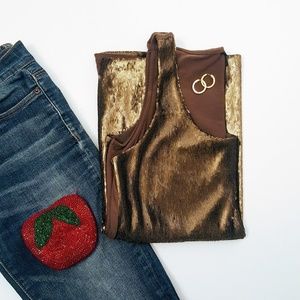 Ann Taylor Sequined Gold and Bronze Top